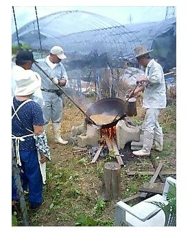 古賀農園での麦茶作り
